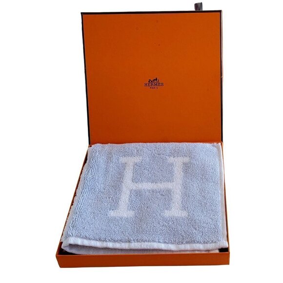 Hermes Blue Avalon Cotton Face Towel Cloth - Picture 2 of 10